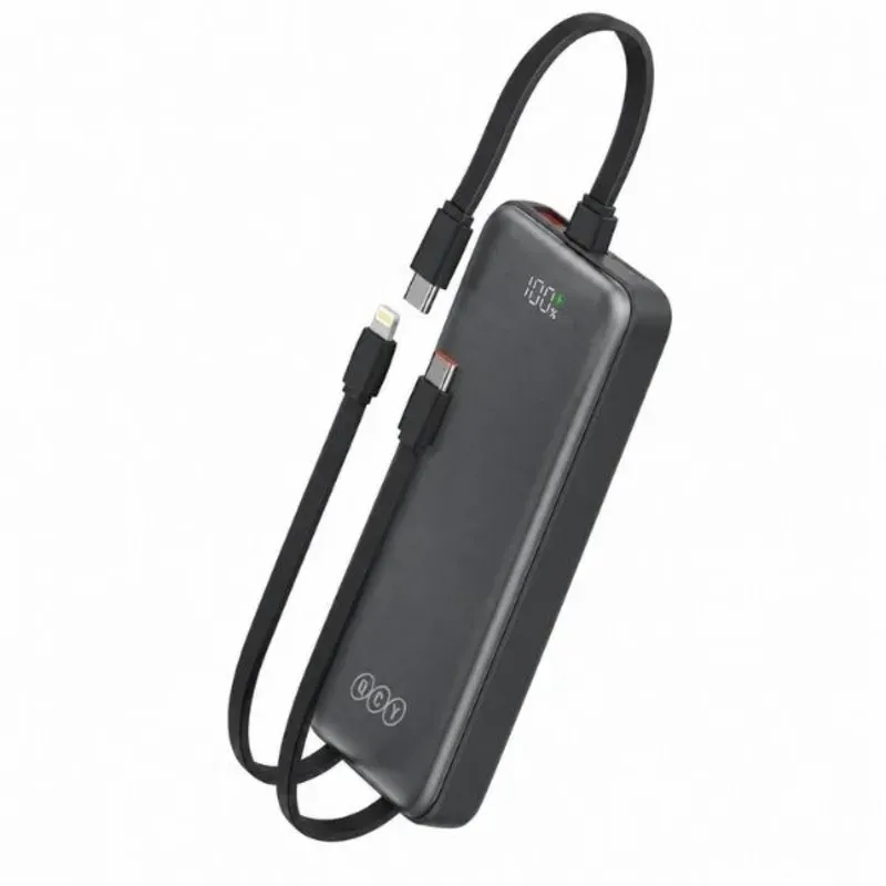 QCY Pulse PB10H 10000mAh 22.5W Power Bank with 3 Built-in Cables । 12 Months Warranty